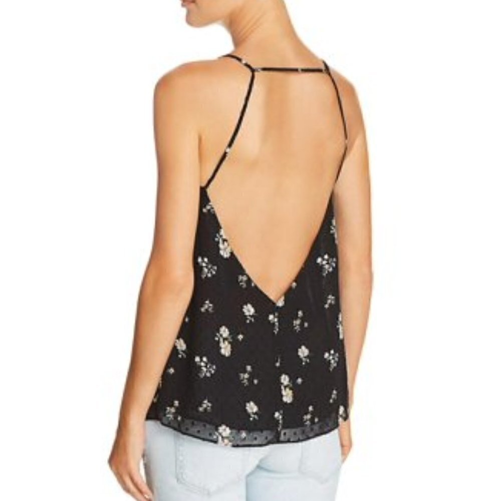 Aqua floral v neck cami with open back size S
